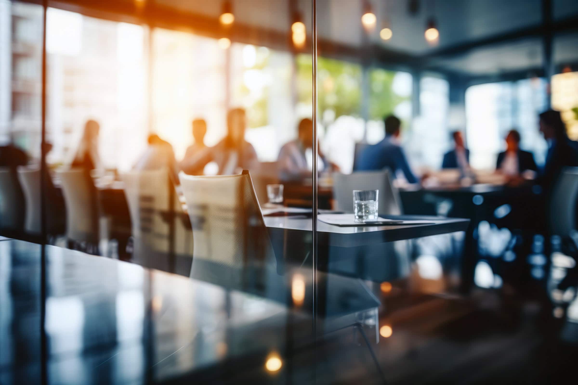 Blurred Group of business people having a meeting or brainstorming in a boardroom
