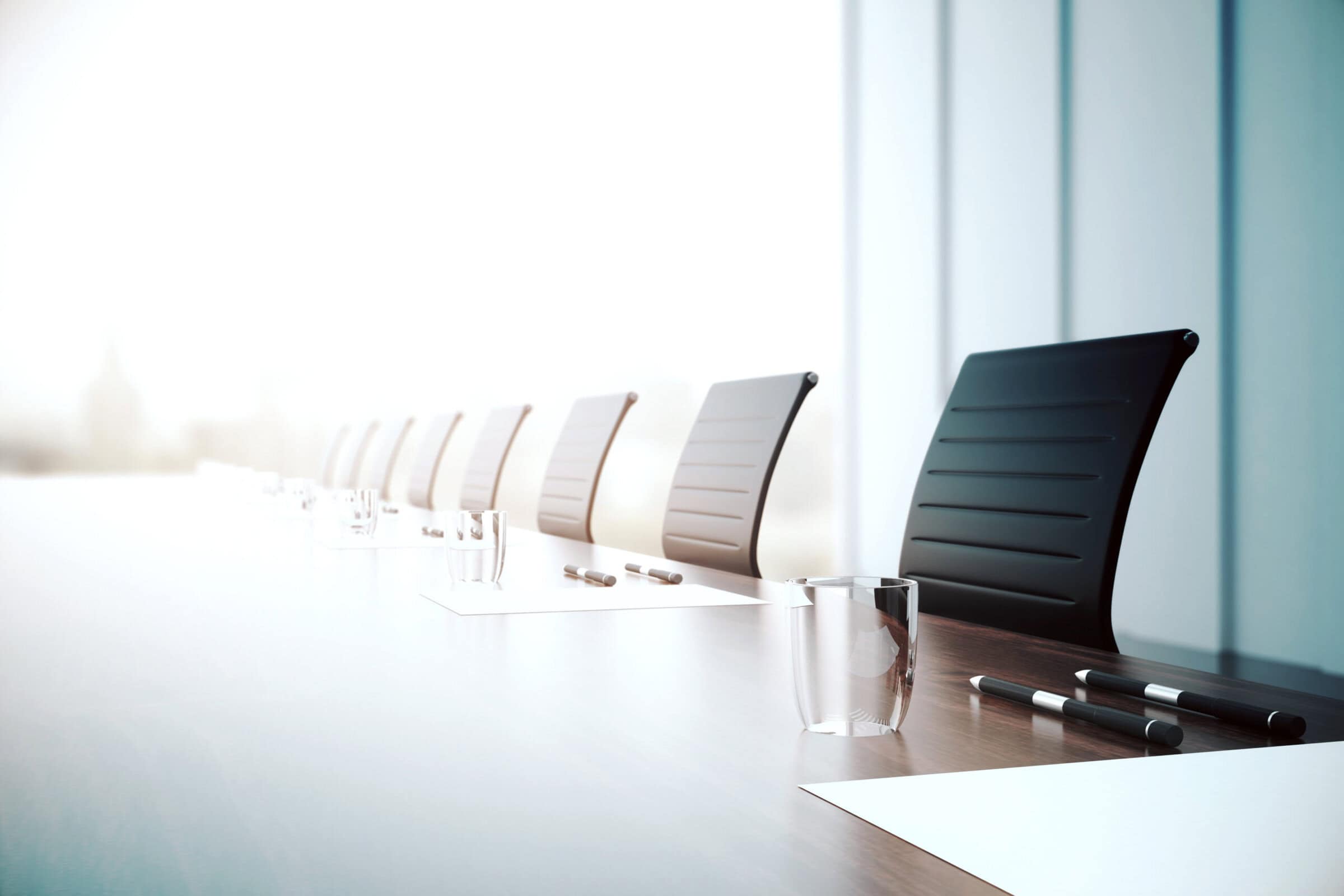 Modern sleek board room with chairs