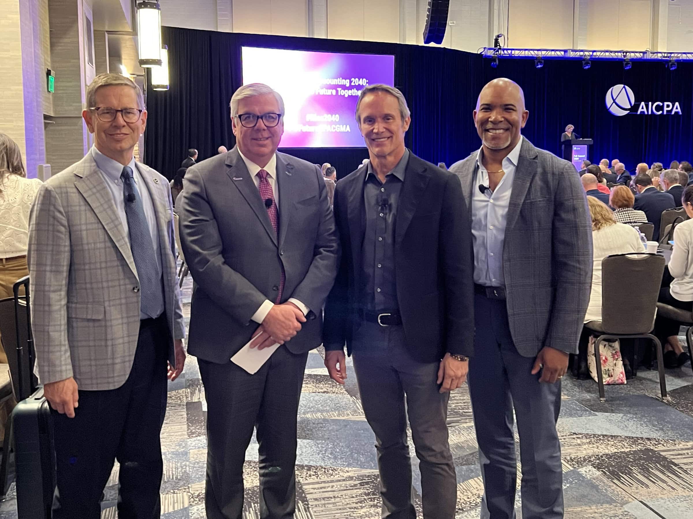 AICPA-panel-2025 Session panelists (from left): NASBA CEO Daniel Dustin, AICPA CEO Mark Koziel, CLARB CEO Matt Miller and ASLA CEO Torey Carter-Conneen