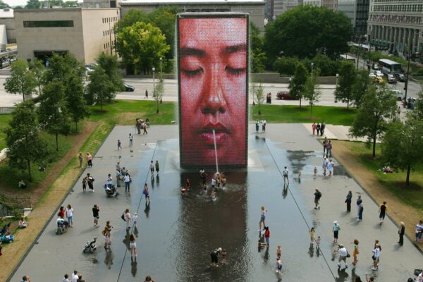 Crown Fountain at Millennium Park, Chicago, Illinois, USA (Crystal Fountains)