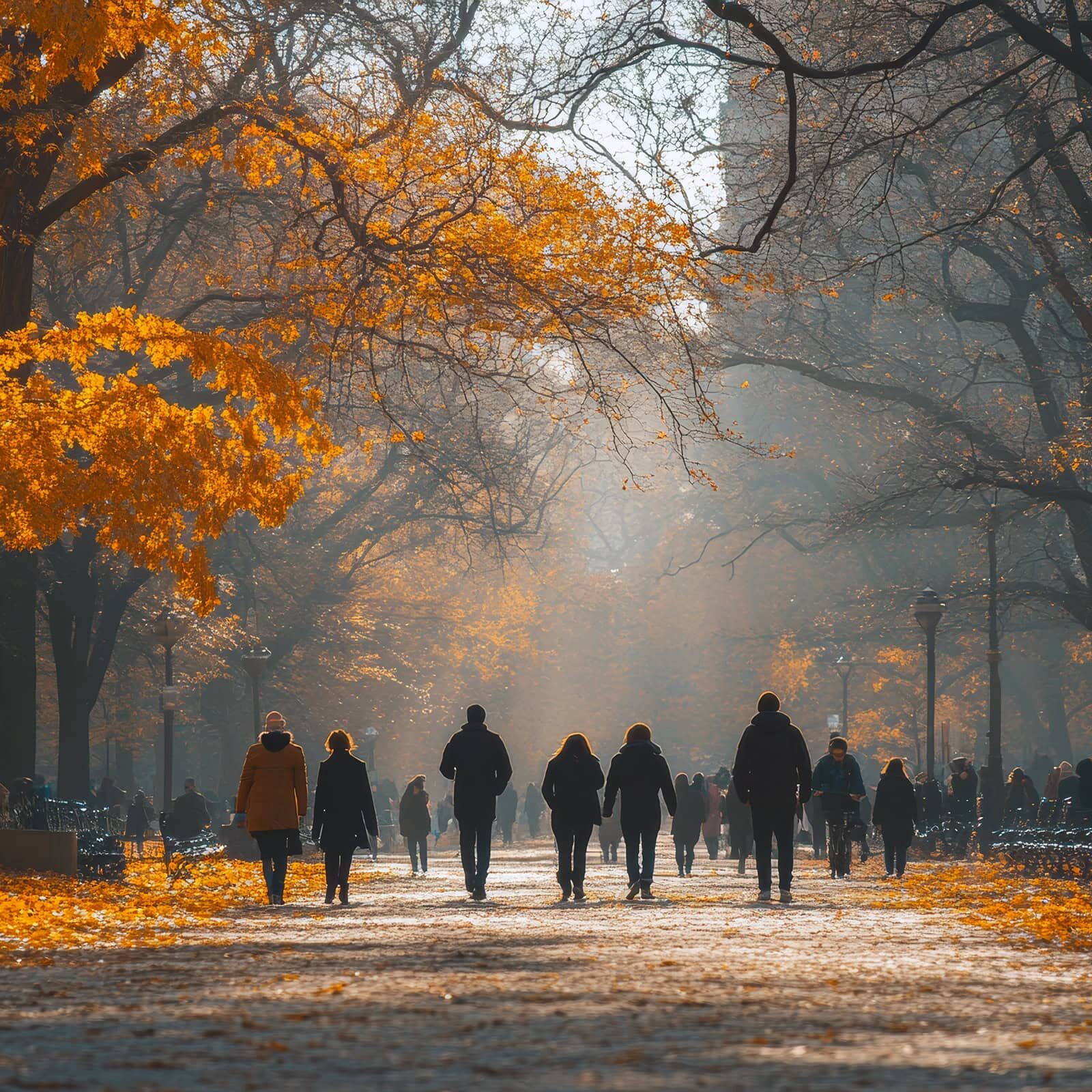 Walking people in the park.